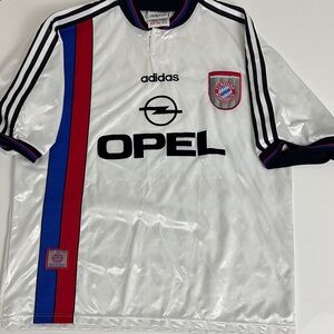 Bayern Munich 1996 - 1998 Adidas Away Jersey, White, Size XL